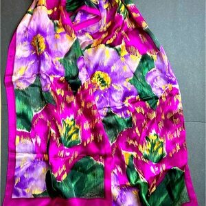 Oscar de la Renta purple floral scarf